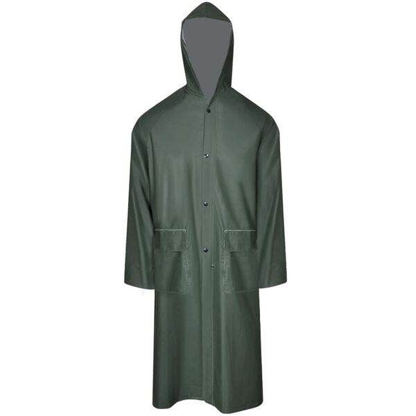vidaXL Waterproof Heavy-duty Long Raincoat with Hood Green XL