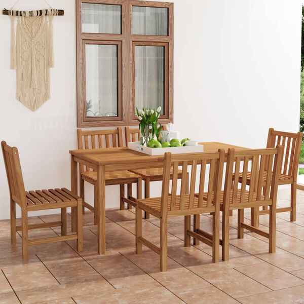 vidaXL 7 Piece Garden Dining Set 160x80 cm Solid Teak Wood