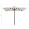 vidaXL Garden Parasol 200x300 cm Wooden Pole Cream White