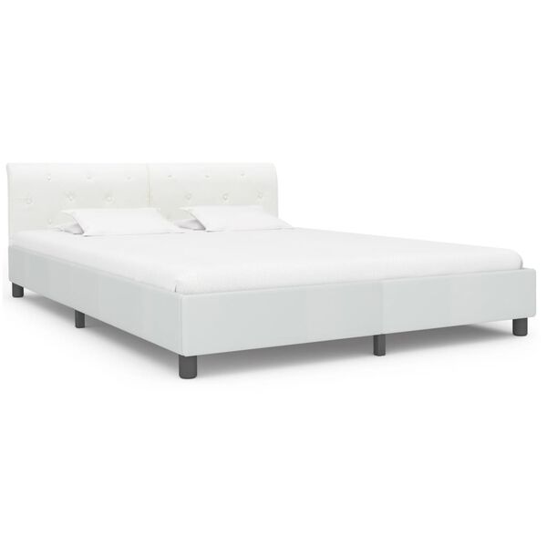 vidaXL Bed Frame without Mattress White Faux Leather 180x200 cm Super King