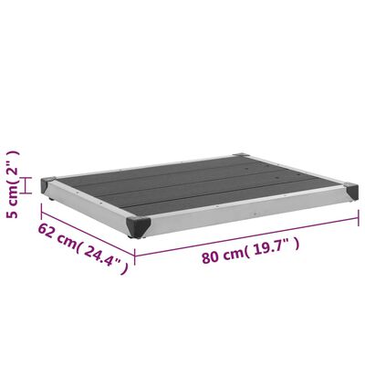 vidaXL Outdoor Shower Tray WPC Stainless Steel 80x62 cm Grey
