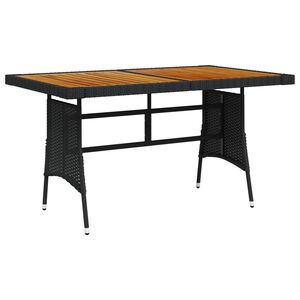 vidaXL Garden Table | Black | Poly Rattan & Solid Acacia Wood | Medium | Durable