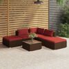 vidaXL 6 Piece Garden Lounge Set with Cushions Poly Rattan Brown