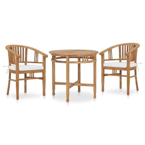 vidaXL 3 Piece Garden Dining Set with Cushions Solid Teak Wood