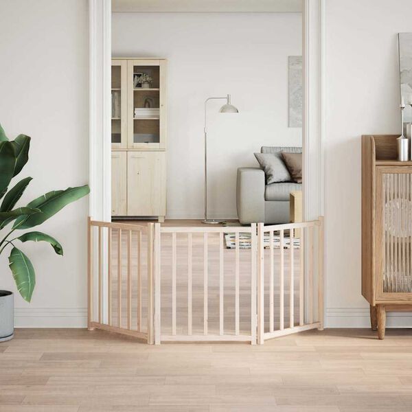 vidaXL Dog Gate Foldable 3 Panels 150 cm Solid Wood Fir