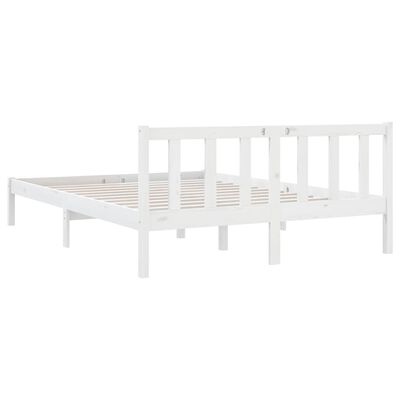 vidaXL Bed Frame without Mattress White Solid Wood Pine King Size