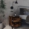 vidaXL Bed Cabinet with Metal Legs Smoked Oak 40x35x50 cm