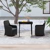 vidaXL 3 Piece Garden Dining Set with Cushions Black