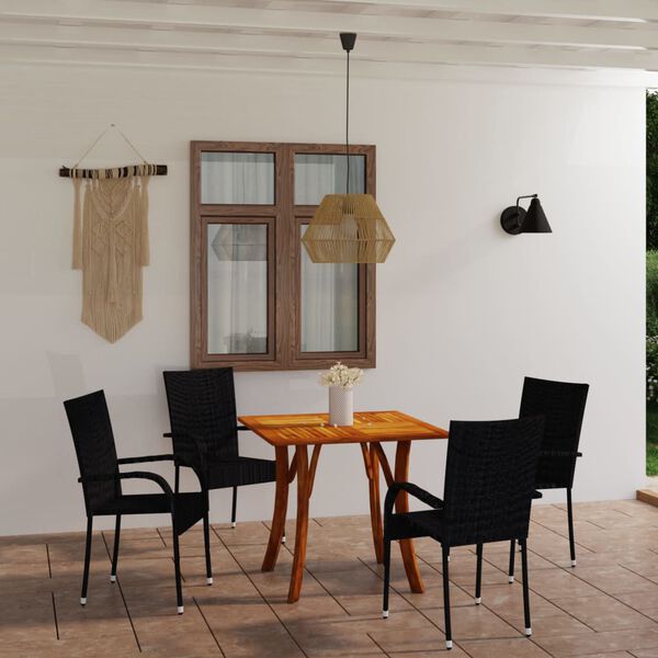 vidaXL 5 Piece Garden Dining Set Black