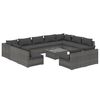 vidaXL 12 Piece Garden Lounge Set with Cushions Grey Poly Rattan