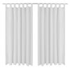 2 pcs White Micro-Satin Curtains with Loops 140 x 175 cm