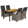 vidaXL 5 Piece Garden Dining Set with Cushions Grey Poly Rattan