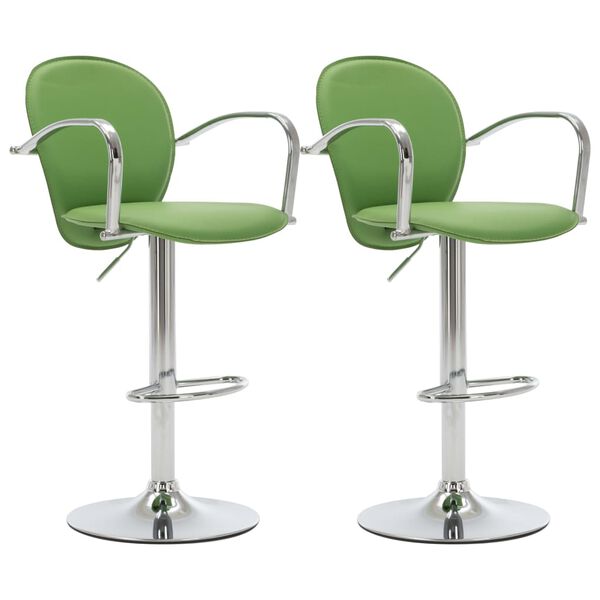 vidaXL Bar Stools with Armrest 2 pcs Green Faux Leather