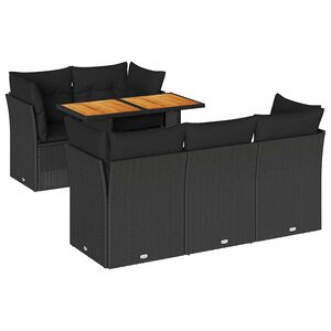vidaXL 6 Piece Garden Sofa Set with Cushions Black Poly Rattan