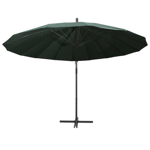 vidaXL Hanging Garden Parasol Green 3 m Aluminium Pole
