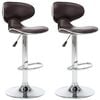 vidaXL Bar Stool | Set of 2 | Brown | Faux leather, chromed steel | Adjustable