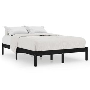 vidaXL Bed Frame | Black | Solid pinewood | 200x200 cm | Bed Frame | Rectangular