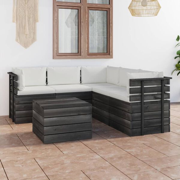 vidaXL 6 Piece Garden Pallet Lounge Set with Cushions Solid Pinewood