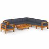 vidaXL 9 Piece Garden Lounge Set with Dark Grey Cushions Acacia Wood