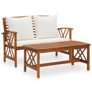 vidaXL 2 Piece Garden Lounge Set with Cushions Solid Acacia Wood