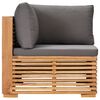 vidaXL Garden Corner Sofa with Grey Cushion Solid Teak Wood