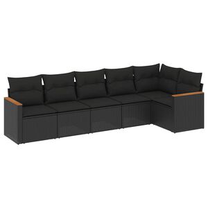 vidaXL Patio Sofa Set 6-Seaters Black