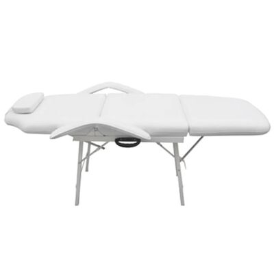vidaXL Facial Bed Adjustable White Artificial Leather