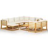 vidaXL 10 Piece Garden Lounge Set with Cushion Cream Solid Acacia Wood