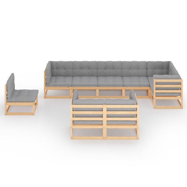vidaXL 9 Piece Garden Lounge Set with Cushions Solid Pinewood