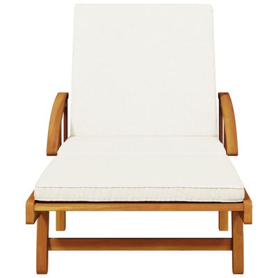 vidaXL Sun Lounger with Cushion and Table Solid Wood Acacia