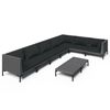 vidaXL Garden Lounge Set | Dark grey rattan, Black cushions