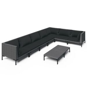 vidaXL Garden Lounge Set | Dark grey rattan, Black cushions