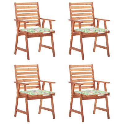 vidaXL Outdoor Dining Chairs 4 pcs with Cushions Solid Acacia Wood