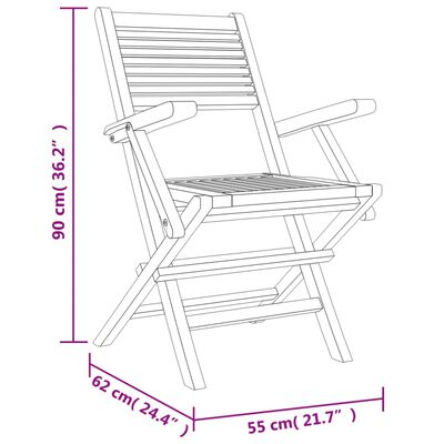 vidaXL Folding Garden Chairs 2 pcs 55x62x90 cm Solid Wood Teak