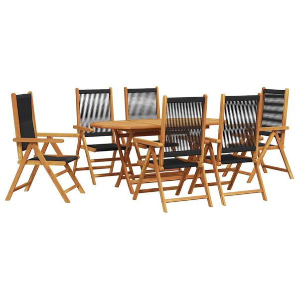 vidaXL Garden Dining Set Folding 7 pcs Black Solid Acacia Wood