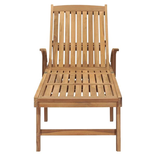 vidaXL Sun Lounger with Table Solid Teak Wood