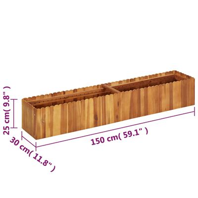 vidaXL Garden Raised Bed 150x30x25 cm Solid Acacia Wood