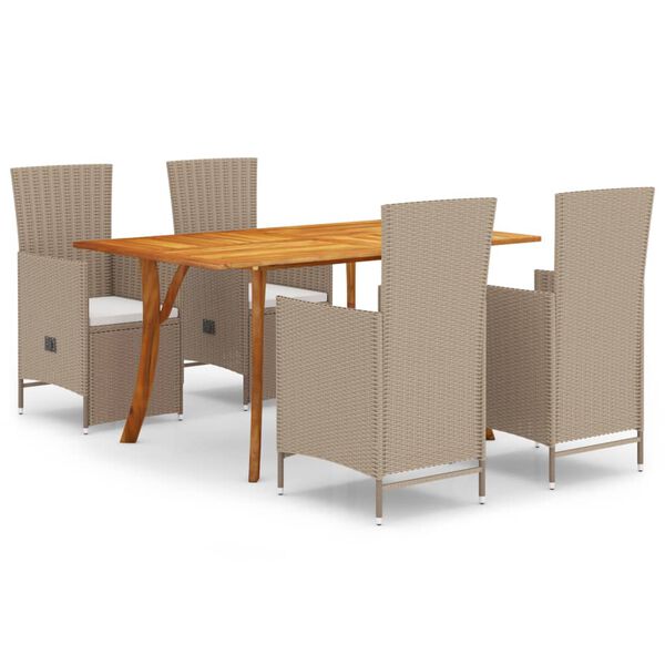 vidaXL 5 Piece Garden Dining Set Beige