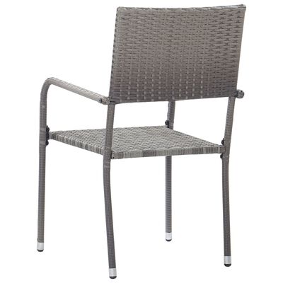 vidaXL Garden Dining Chairs 4 pcs Stackable Grey Poly Rattan