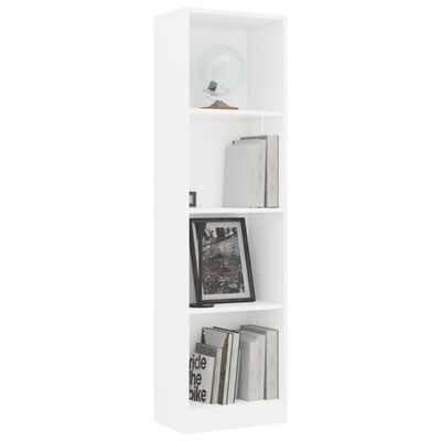 vidaXL 4-Tier Book Cabinet White 40x24x142 cm Engineered Wood