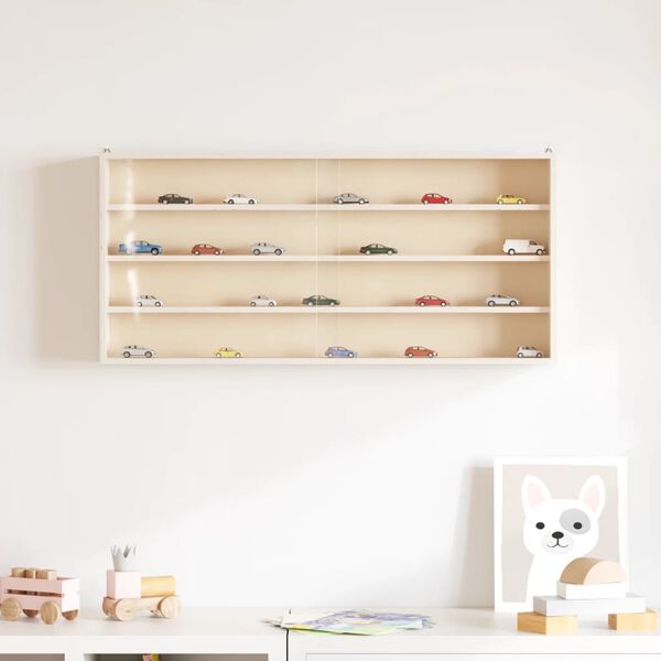 vidaXL Wooden Collector's Display Case with Doors 80x8.5x37cm