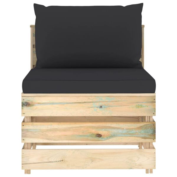 vidaXL 3 Piece Garden Lounge Set with Cushions Green Impregnated Wood