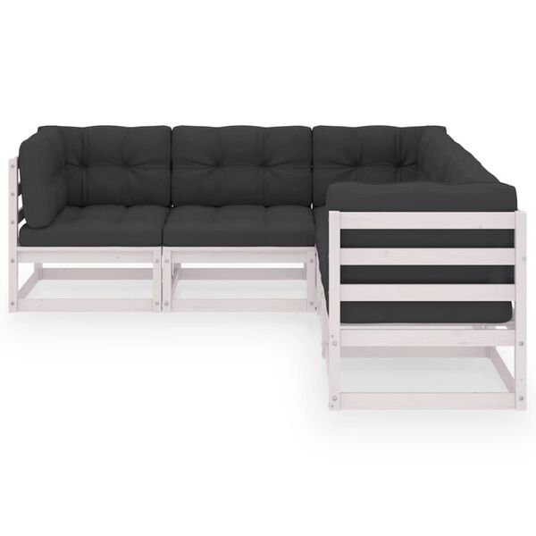 vidaXL 5 Piece Garden Lounge Set with Cushions Solid Pinewood