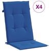 vidaXL Garden Highback Chair Cushions 4 pcs Royal Blue 120x50x3 cm Fabric