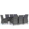 vidaXL 9 Piece Garden Dining Set Poly Rattan Grey