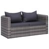vidaXL 7 Piece Garden Lounge Set with Cushions Poly Rattan Grey