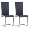 vidaXL Cantilever Dining Chairs 2 pcs Black Faux Leather