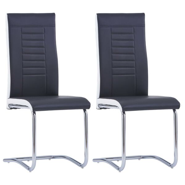 vidaXL Cantilever Dining Chairs 2 pcs Black Faux Leather