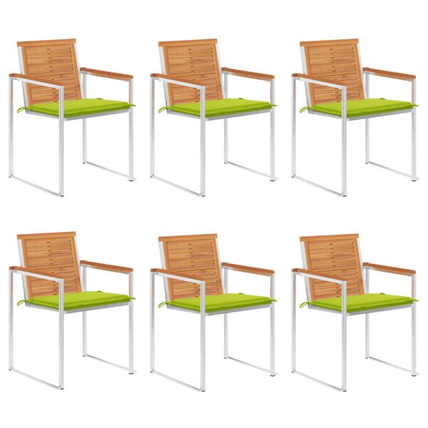 vidaXL Garden Chairs 6 pcs with Cuhsions Solid Acacia Wood