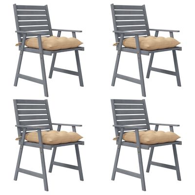 vidaXL Outdoor Dining Chairs with Cushions 4 pcs Solid Wood Acacia